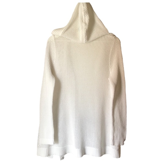 TALBOTS White 100% Cotton Long Cardigan Women’s Size Large Open Front Lo… - Picture 4 of 16